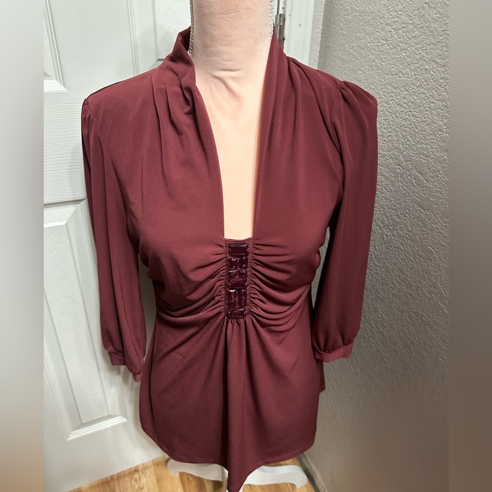New York & Co. burgundy gems top